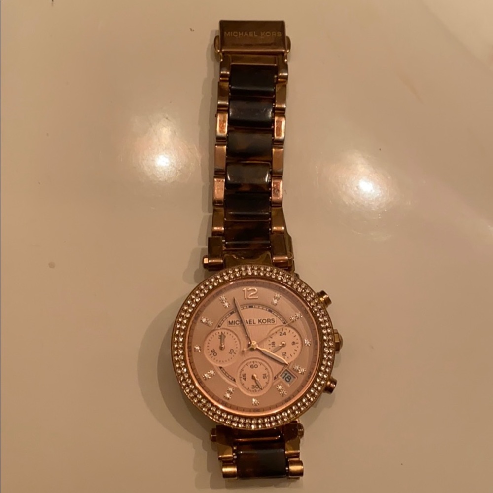 Michael Kors Tortoise Rose Gold Watch - Picture 1 of 2